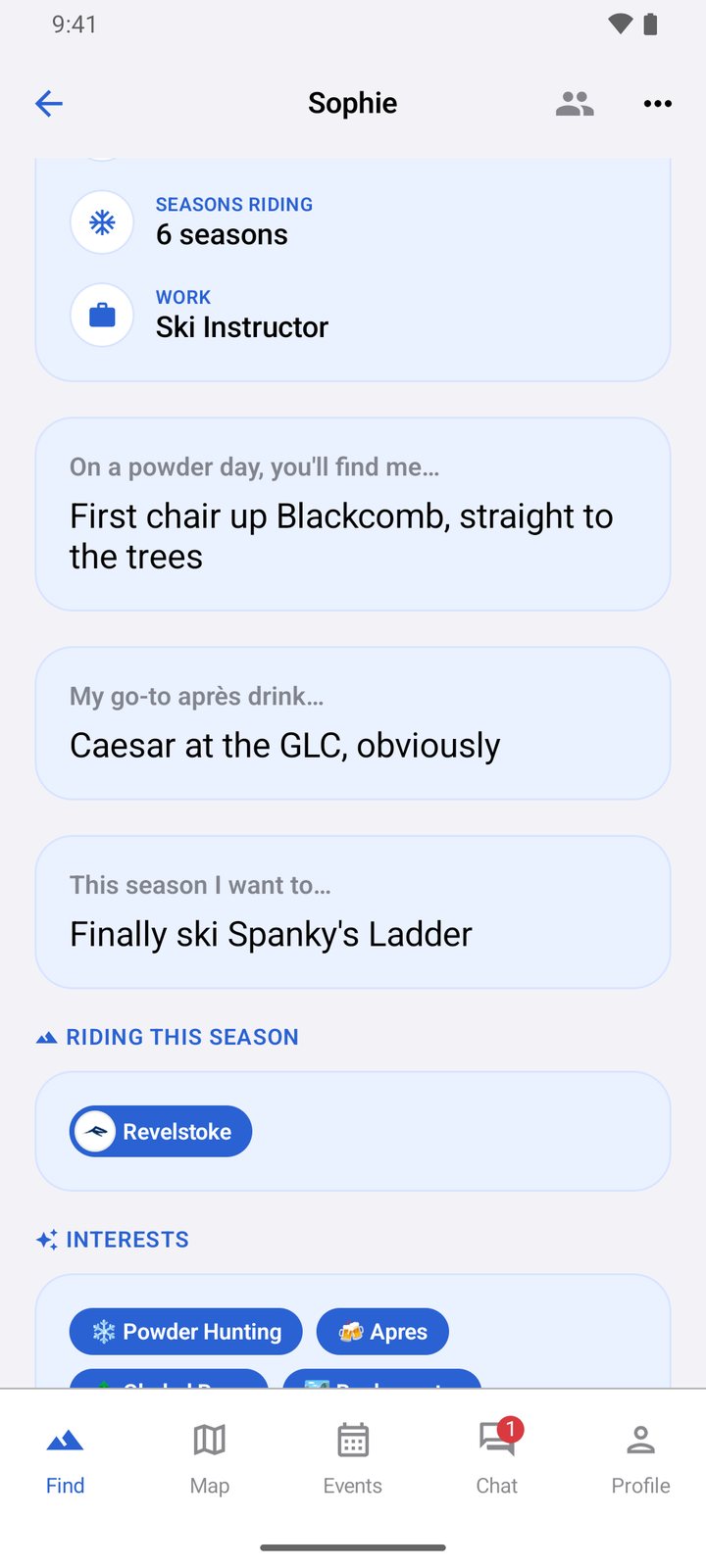Profiles with prompts screen in the Broski Android app